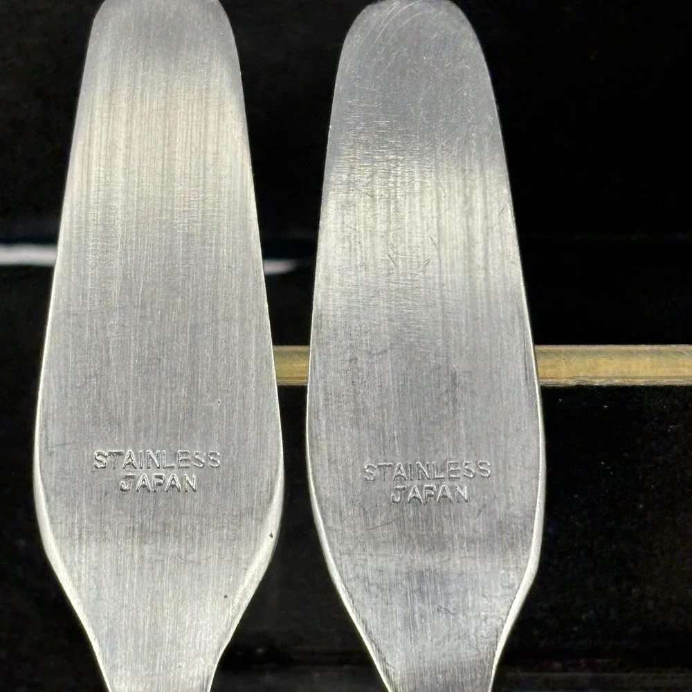 AK Company Japan MCM Dark Wood Stainless Steel Mini Spreaders Vintage Set‎ Of 4